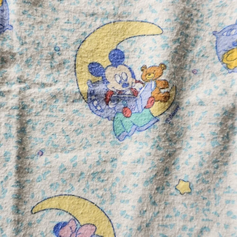 Vintage Disney Mickey Mouse Minnie Moon Blue Receiving Baby Blanket  26 X‎ 28